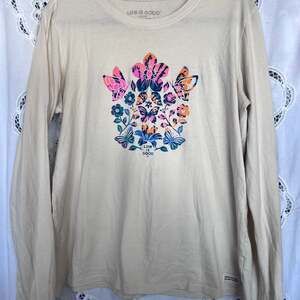 Life is Good Butterfly Garden Crusher-LITE Long Sleeve Shirt for Ladies